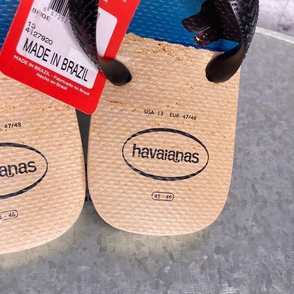Havaianas Men\'s 13 Beach Dog Surfboard Beige‎ Black Flip Flops Sandals Brazil main image 6